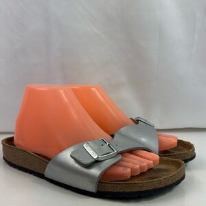 Birkenstock Madrid Silver  Patent Leather Single Strap Women's Sandals